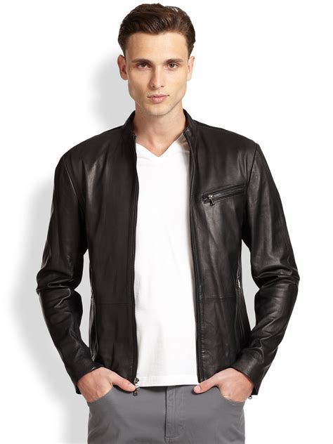 black michael kors leather jacket|Michael Kors leather jacket men.